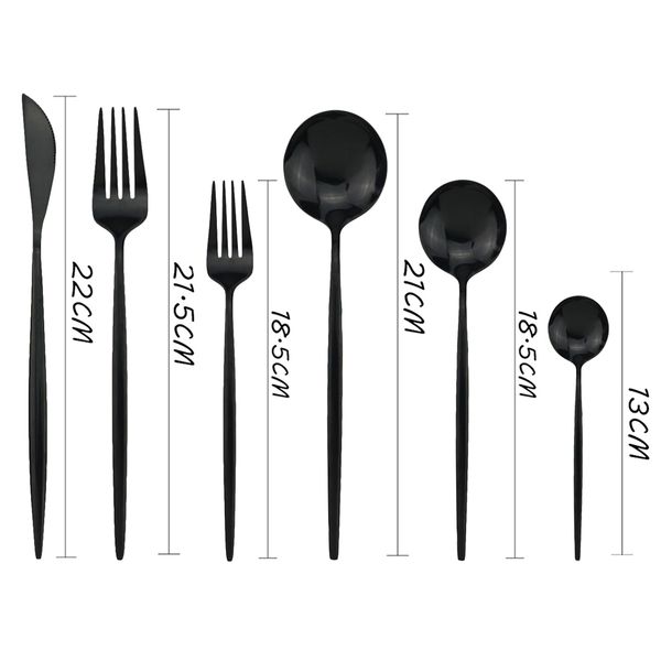 

black cutlery set 304 stainless steel dinnerware knives dessert fork spoon dinner kitchen colorful tableware dinnerware sets