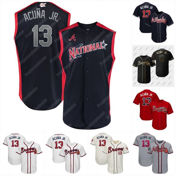 

13 Ronald Acuna Jr. Men 2019 All-Star Game Braves baseball Jerseys 2019 Golden Edition Jersey Women Youth Flexbase Coolbase Jersey