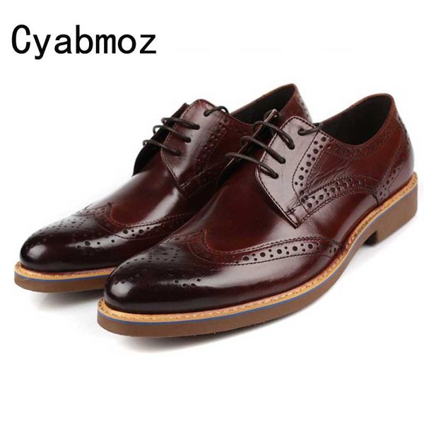 

vintage man carved dress shoes genuine leather cow leather breathable brogue oxfords business formal men's wing tip flats, Black