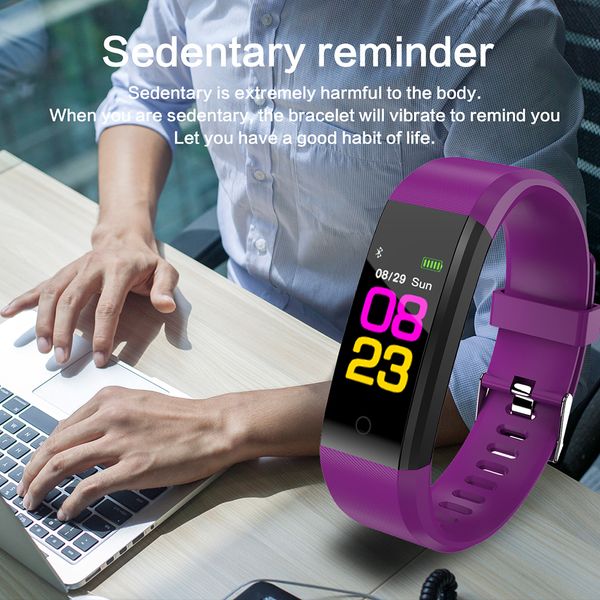 

wholesale id115 plus color screen smart bracelet sports pedometer watch fitness running walking tracker heart rate pedometer smart band