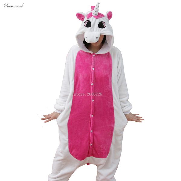 

unicorn women animal sets winter pajamas kits flannel costume cosplay pijamas unicornio onesies long sleeve, Black;red