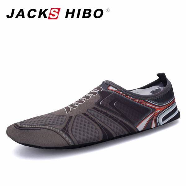 

jackshibo water sport shoes men lace up pattern aqua shoes barefoot men's beach for swimming zapatos deportivos