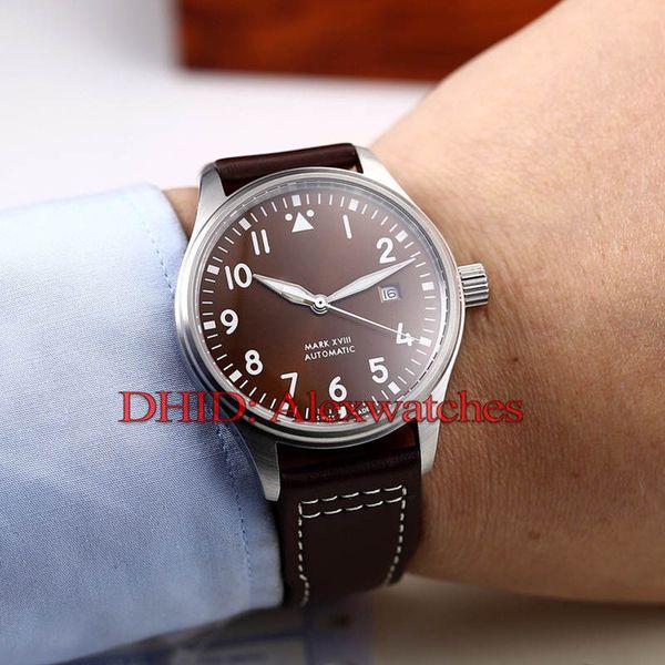 

sports mens watches 327003 40mm man mechanical autoamtic movement sapphire brown dial cowhide leather band wrisrtwatches montre de luxe, Slivery;brown