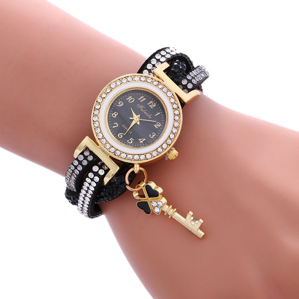 

luxury women's bracelet watches wrap around fashion padlock diamond bracelet ladies quartz wrist watch bayan kol, Slivery;brown