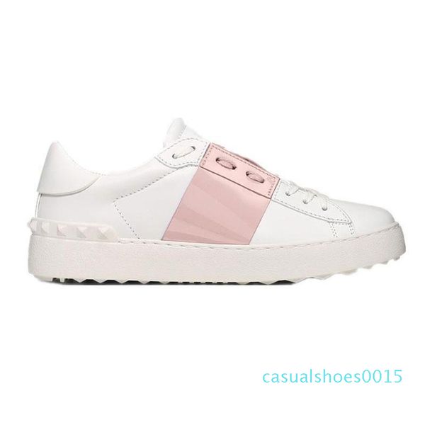 

luxury designer shoes for men women rivet sliver black green pink stripe leather walking casual shoe size 36-46 c15