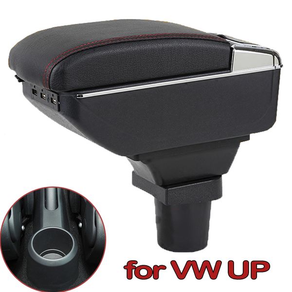 

for vw up armrest box usb charging heighten double layer central store content cup holder ashtray accessories 2009-2018