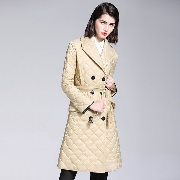 

fashion long slim coat parka jacket womens warm coat long thin jacket women cotton padding coat plus size s-2xl wholesale, Black