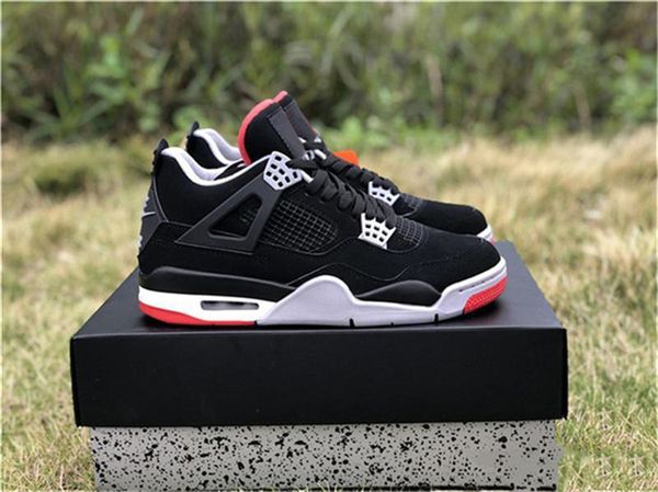 

wholesale 2019 air og 4 bred men basketball shoes black cement grey summit fire red 308497-060 authentic casual sneakers with box