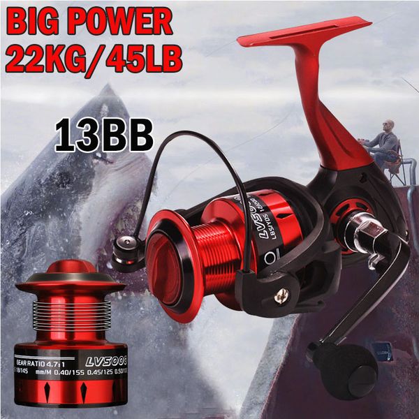

yumoshi spinning fishing reel 13bb ball bearings 5.2:1 left / right handle metal spool spinning reel carp fishing wheel