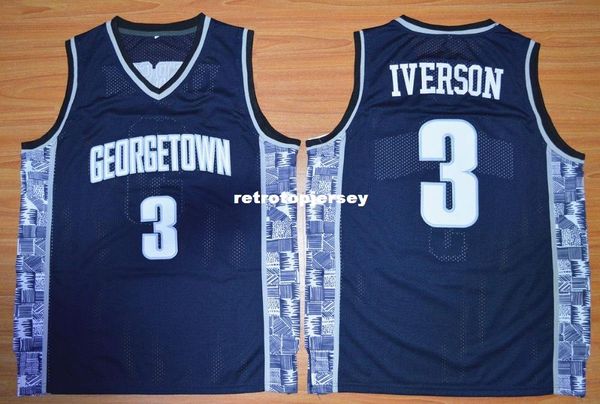 

university #3 allen iverson georgetown hoyas college bethel high school jersey customize any number size and player name xs-6xl vest jerseys, Black;blue