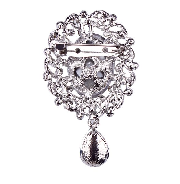 

fashion-white k plated grey crystal rhinestone diamante luxury wedding bridal drop brooch women jewelry accessory, Gray