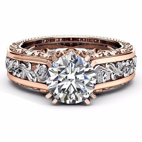 

zhenrong wish new 14k rose gold color ring finger color gemstone z champagne hand ornament, Golden;silver