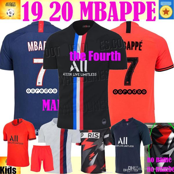 

19 20 psg fourth mbappe soccer jersey 2019 2020 paris marquinhos gana jersey camisetas football kit champions shirt men kids sets, Black;yellow