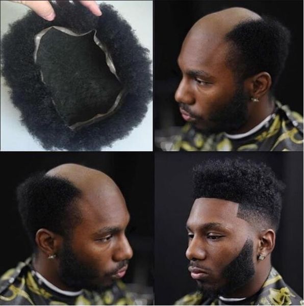 2019 Men Hair System Wig Mens Hairpieces Afro Curl Full Lace
