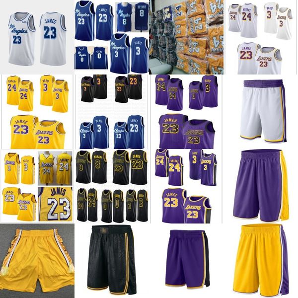 

2020 stitched kobe 24 bryant jersey lebron 23 james shorts anthony 3 davis kyle 0 kuzma mens basketball jerseys, Black;red