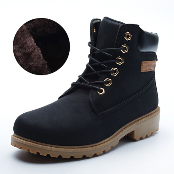 

Black Brown Winter Brand Men Warm Fur Shoes Martin Boots Suede Leather Warm Snow Boots Outdoor Casual Timber Boots Botas Hombre
