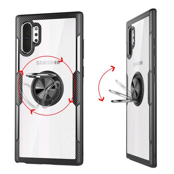 

phone case for samsung note 10 case clear hybird rubber back cover with 360Â° rotating ring holder kickstand for samsung note 10 plus