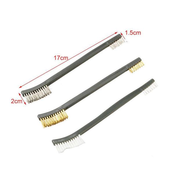 

useful 3pcs 17cm stainless steel remove rust brushes mini brass cleaning polishing detail metal brushes clean tools home kits