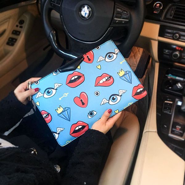 

new fashion cartoon animal print men and women clutch bag clutch bag leisure street small square envelope envelope wallet phone bag