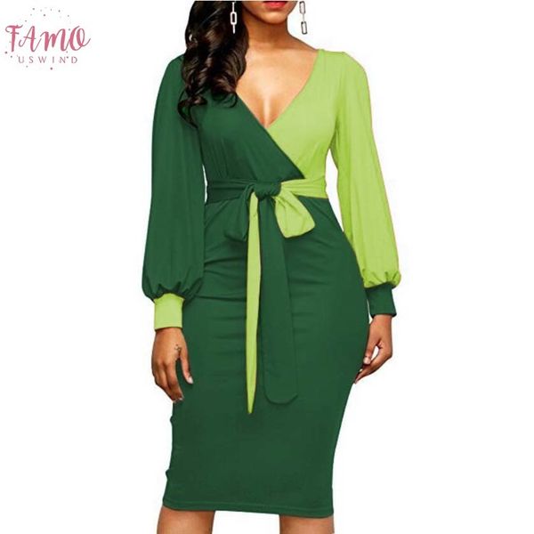 

женская мода пояса sexy office lady dress с длинным рукавом глубокий v образным вырезом контрастный цвет рубашка платье зима женское платье, Black;gray
