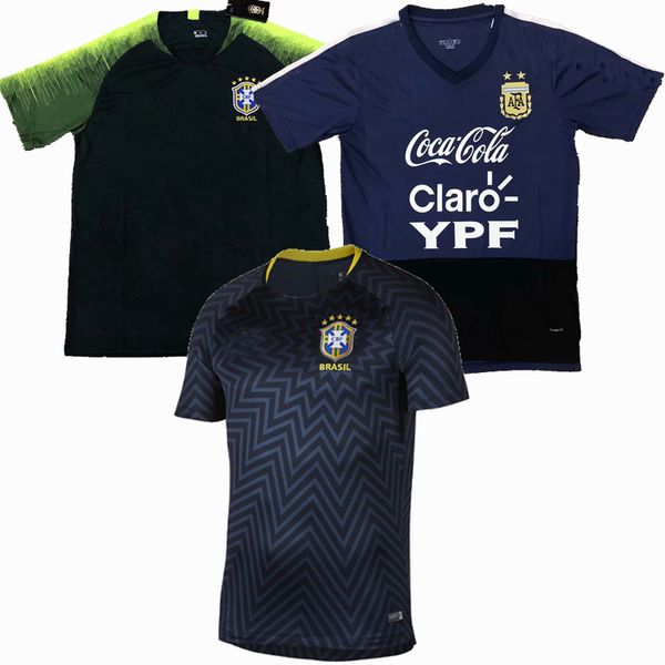 

new 2019 brazil argentina soccer jerseys casual t shirts football training shirt, Black;yellow