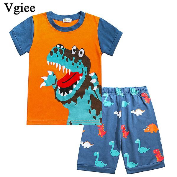 

vgiee детская одежда мальчиков kid set комплекты одежды 2019 мода лето мультфильм динозавр короткие o-шеи мальчиков детская одежда cc139, White
