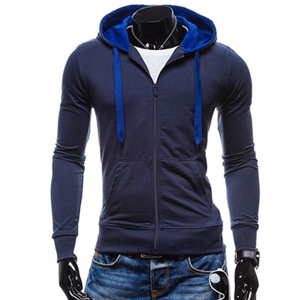 

2019 mens hoodies hit color zipper sweatshirt hooded hoodie fashion jacket male casual cotton mens coat hoodies xxl slwqi, Black