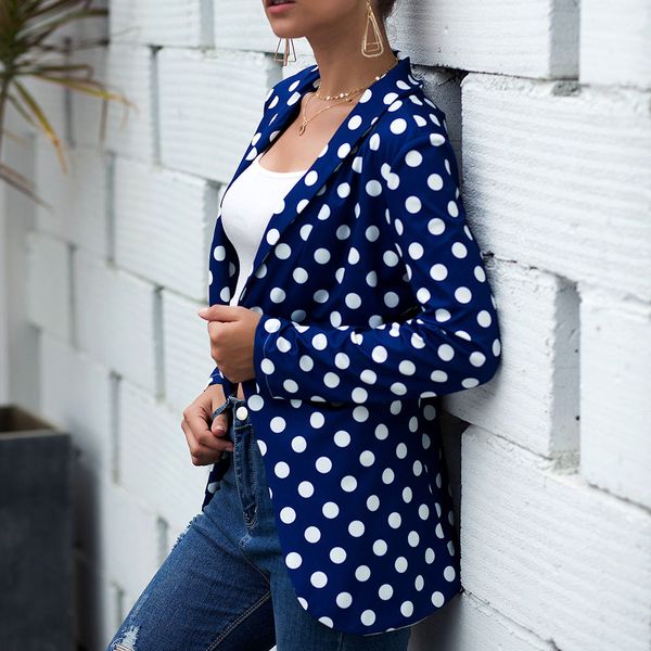 

women's suits & blazers fashion autumn and winter s droppshiping women polka-dot suit jacket long-sleeve casual loose for work office d, White;black
