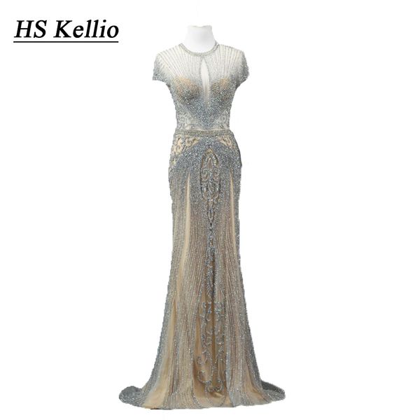 

fashion beaded dresses evening long silver mermaid floor length hs kellio, White;black