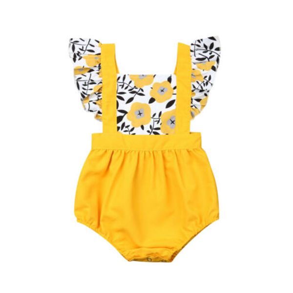 

sweet newborn baby girls summer floral romper jumpsuit outfit clothes sunsuit, Blue