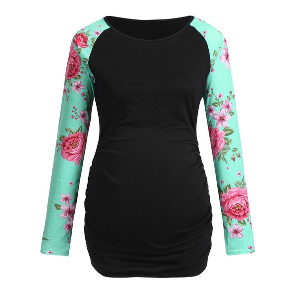 

clothes for pregnant women pregnancy long sleeve floral splicing t-shirt maternity clothes #xtn, White