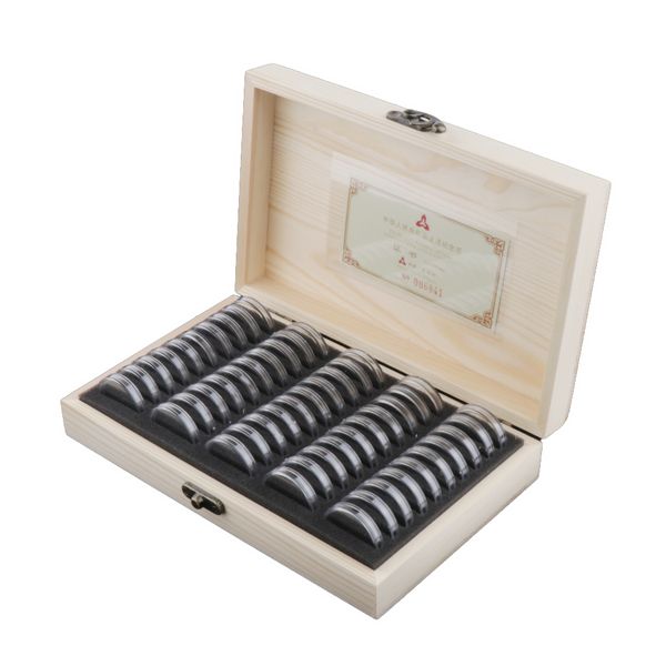 

coin holder capsules, airtight circular plastic case with wooden box for 18mm 21mm 25mm 27mm 30mm coins, 50pcs/set