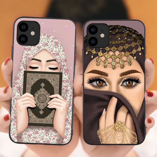 luxury woman in hijab face silicone case for iphone 11 pro max x 2019 muslim islamic gril cover for iphone x 7 8 plus xs max xr