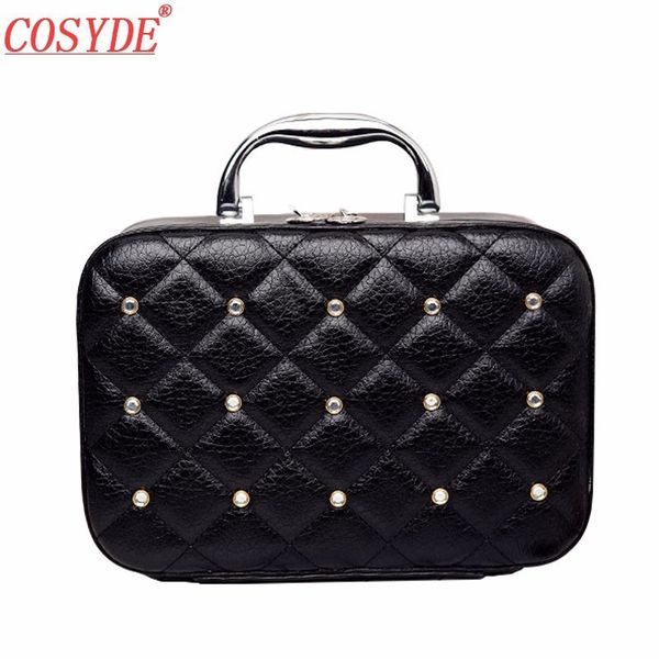 

2018 new high end pu ladies cosmetics cosmetic bags travel portable cosmetics storage box organizer travel beauty makeup case