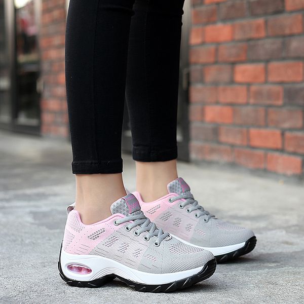 

women tennis shoes sneakers basket femme thick bottom platform wedge lace-up breathable woman shoes ladies heightening