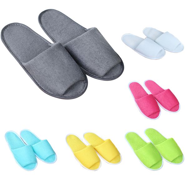 

men women slippers house indoor breathable spa shoes with storage bag travel non disposable guest l slipper, Black