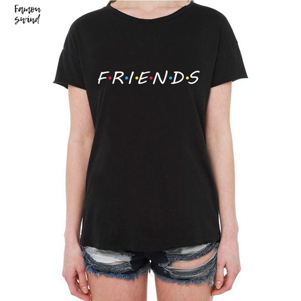

друзья печать белая футболка топы лето женщины с коротким рукавом досуг топ tee повседневная женская blusas плюс размер одежды, White