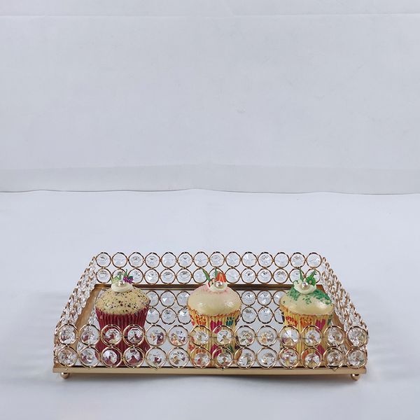 

silver or gold 1pcs square lagre mirror cupcake stand crystal metal creative large fruit plate fruit basket home set cake tool