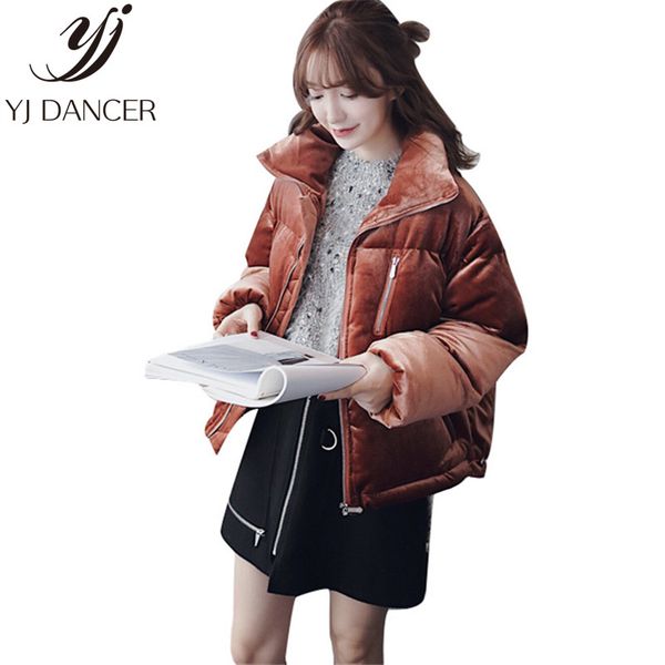 

2018 winter fashion women's new coat korean version loose casual gloss velvet short down cotton clothing women's clothing css328, Black