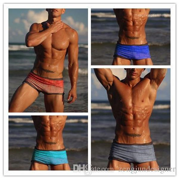 

striped homme clothing bathing suit casual apparel gradient print mens summer designer swimwear fashion style briefs