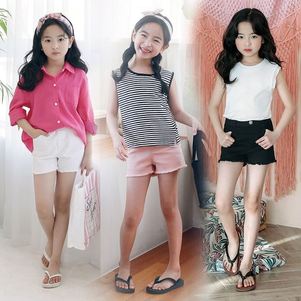 

summer clothing clothing girls shorts medium and large children's casual and jeans children's wear jeans pants, Blue