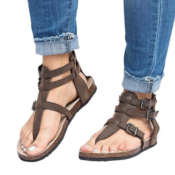 

agutzm 2019 summer sandals women casual shoes female rome gladiator sandals women flat buckle feminina sandalias mujer, Black