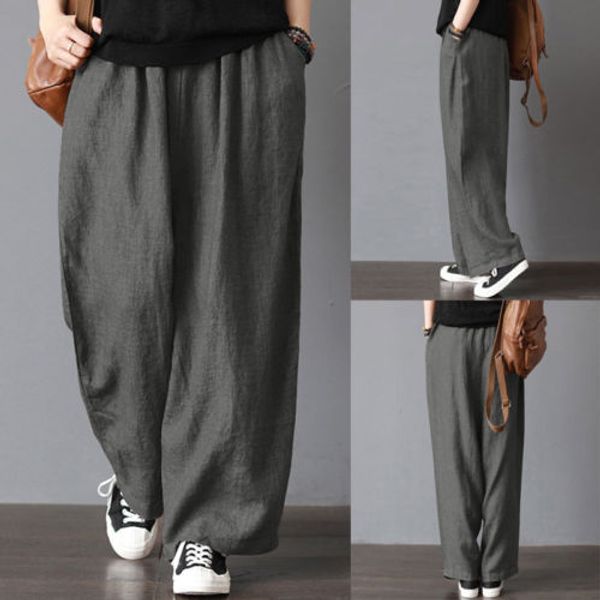 

men casual loose wide leg pants cotton linen casual bloomers trousers harem plus size clothing
