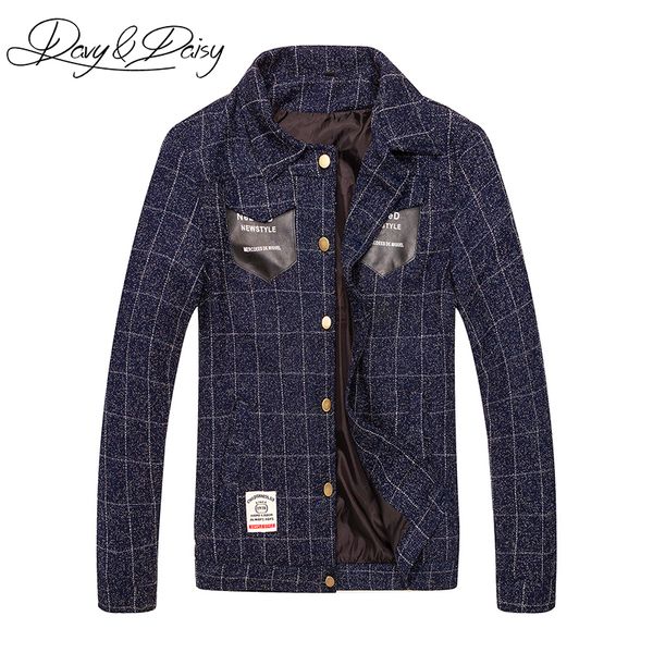 

davydaisy plaid jacket men spring western fashion slim fit casual jacket coat men brand clothing dct-104, Black;brown