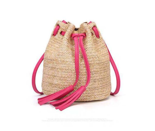 

fashion women handbag wholesale brands china buccket shoulder bag straw bag french style handbag tassel handbag