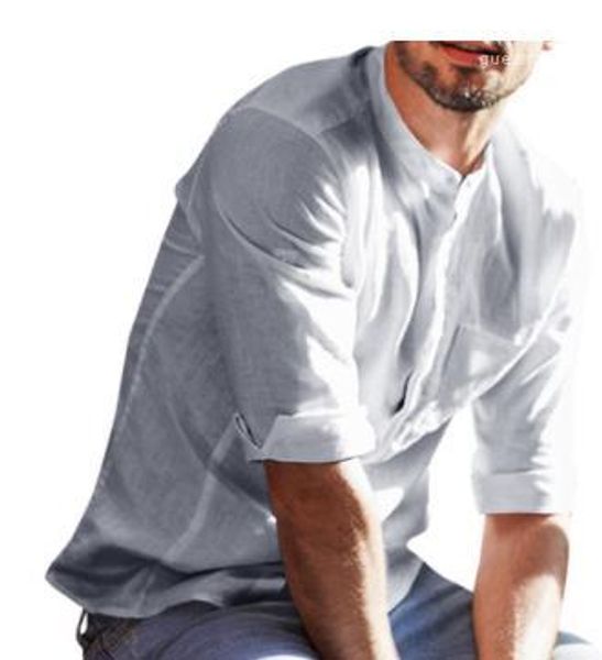 

fashion gentle casual shirts clothes mens spring new shirts solid linen thin breathable casual, White;black