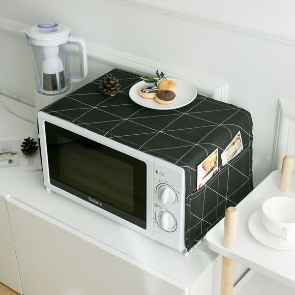 

plaid microwave oven cover hood oil dust cover with storage bag microwave dust covers kitchen accessories supplies home decor