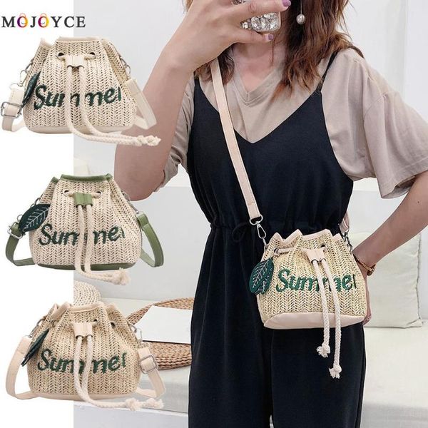 

пляж лист декор сумки на плечо женщины соломы шнурок crossbody сумки