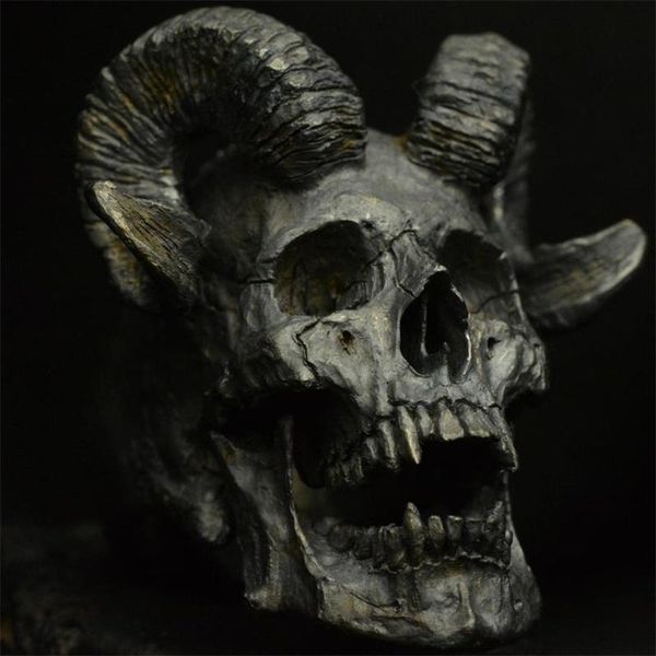 

vintage gothic 316l stainless steel devil satan sheep head ring mens skull biker rock roll punk jewelry ring size 7-14, Silver