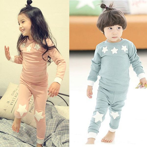 

children's pajamas for girls pajamas set cotton star homewear pyjamas kids baby set for boys underwear clothing suits, White